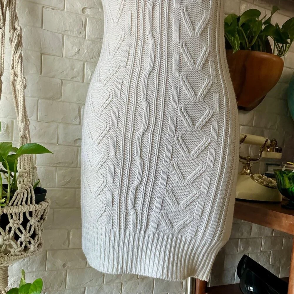 Vintage Y2K Wet Seal Sleeveless Cable Knit Mini Dress + Ribbon Bow Detail - Picture 5 of 11